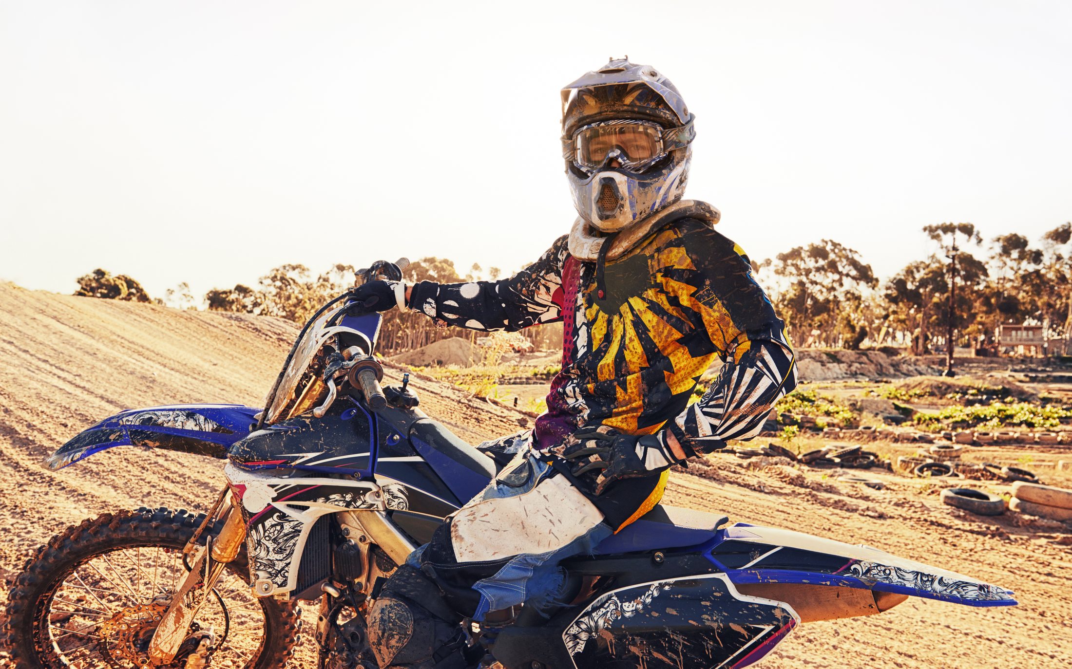 Motocross rider on a dirt bike